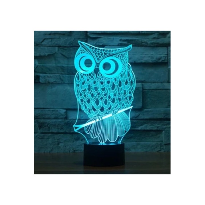 Lampa de masa 3D cu iluzie optica, 7 culori schimbatoare