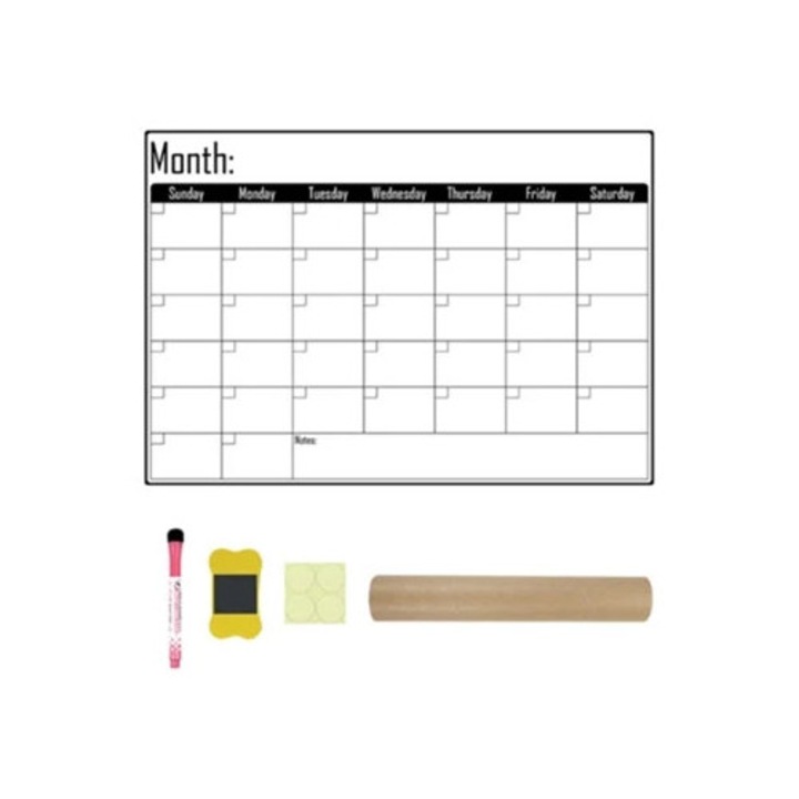 Calendar magnetic vertical pentru frigider, alb, usor de sters, lunar