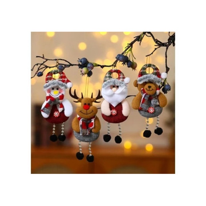 Set 4 globuri de Craciun pentru brad, decorare festiva, multicolor