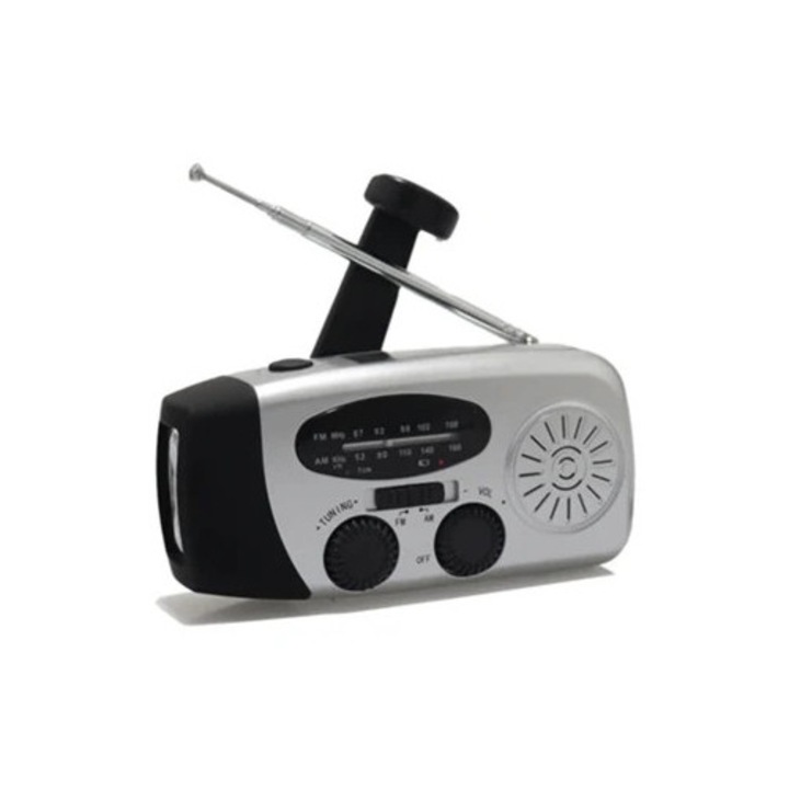 Радио преносимо с манивела и фенерче, AM/FM, 1200mAh