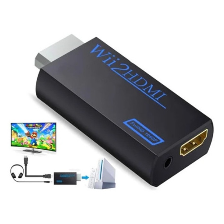 Адаптер конвертор HDMI Wii 2, 1080P, 3.5 мм аудио изход
