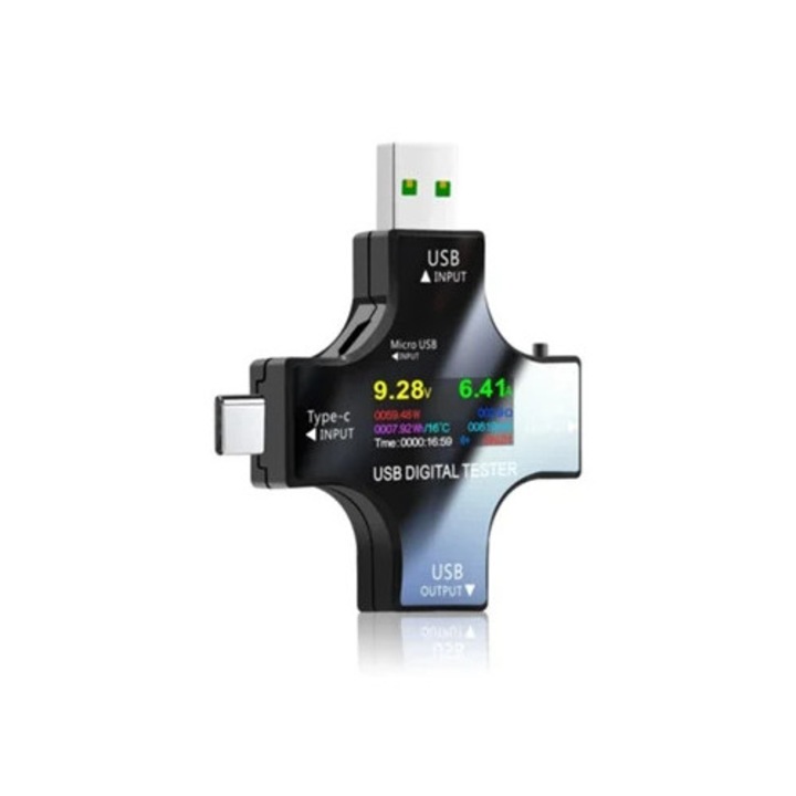Voltimetru Digital Tft Usb Testador Bluetooth Type-C Pd, Accesorii electronice auto