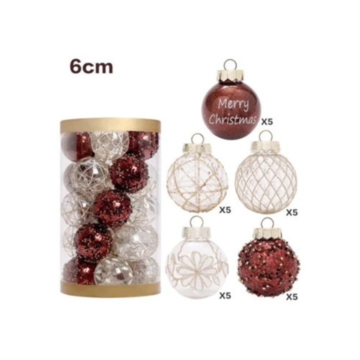 Globuri de Craciun set 25 buc, inquebravile, multicolor