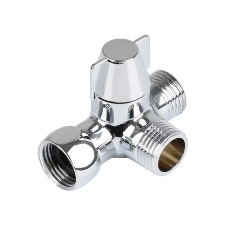 G1/2-es sárgaréz háromutas szelep, tömör anyag, korrózióálló