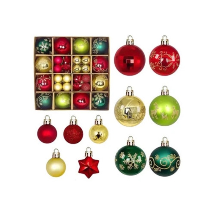 Set de 44 globuri de Craciun pentru decoratiuni de brad