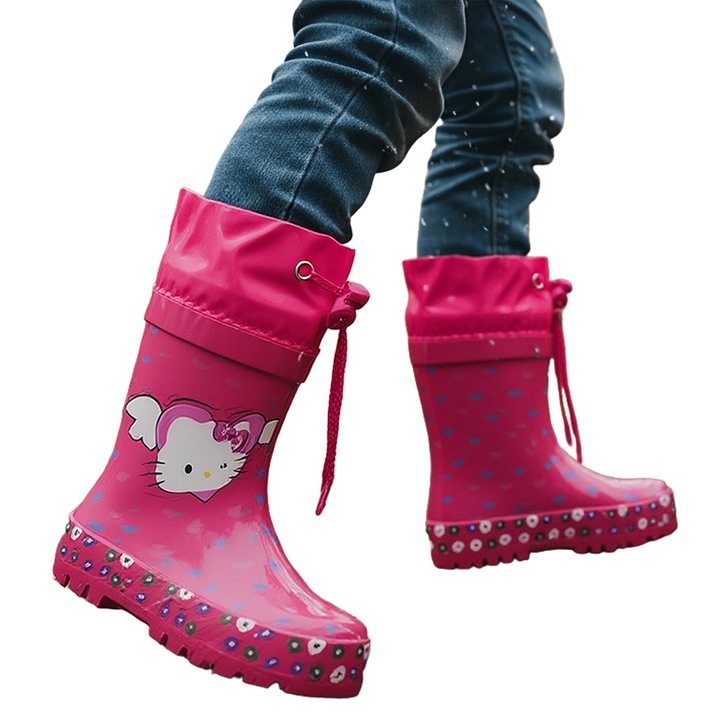 Cizme de ploaie imblanite B213 121436, Roz