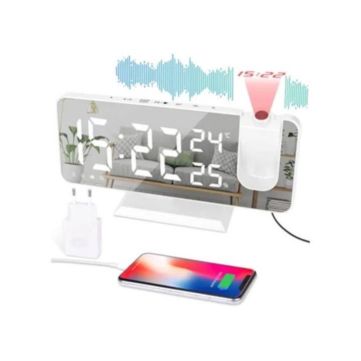 Радио с часовник, бял