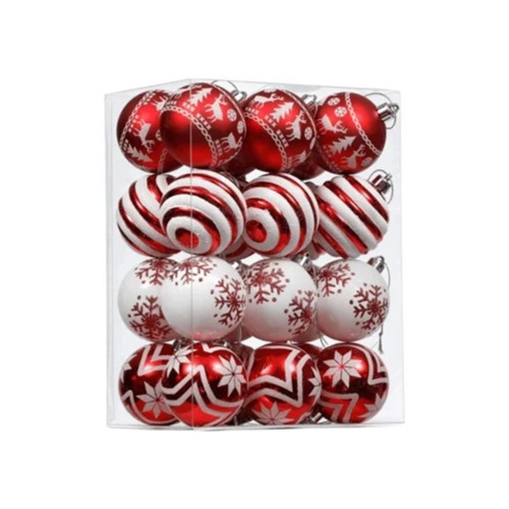 Set 24 globuri de Craciun inquebravibile 6cm, multicolor
