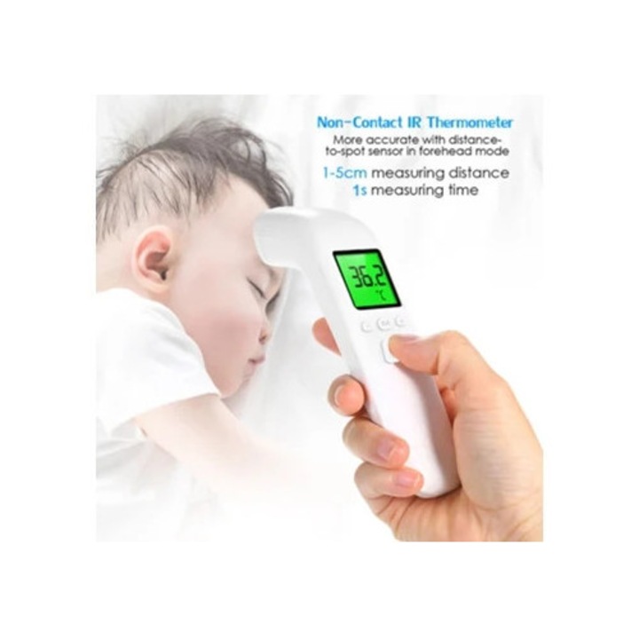 Termometru digital infrarosu, pentru frunte si ureche, fara contact, alb