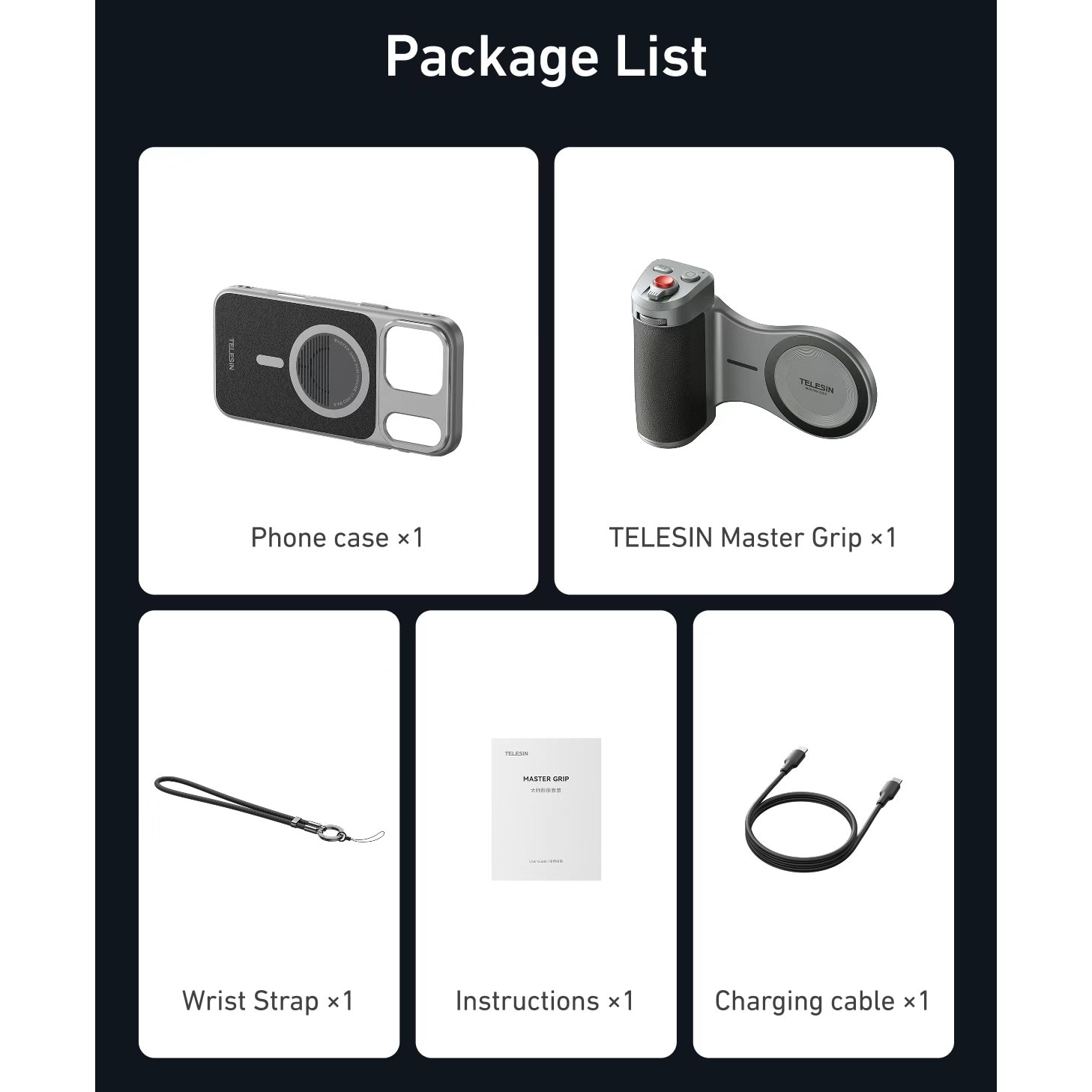 Stabilizator video Telesin Master Kit, grip magnetic, baterie 3200