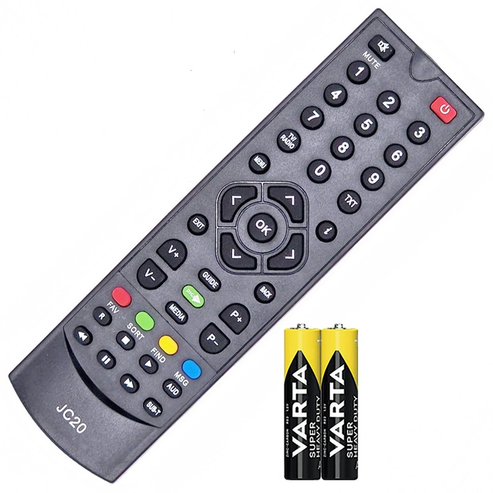 Telecomanda KNTECH®, pentru decodoare DIGI modelele JC20, JS20, JS21, JC22, JC 23, JC24, JC25, JC26, JC27, JC28, JC29, baterii incluse