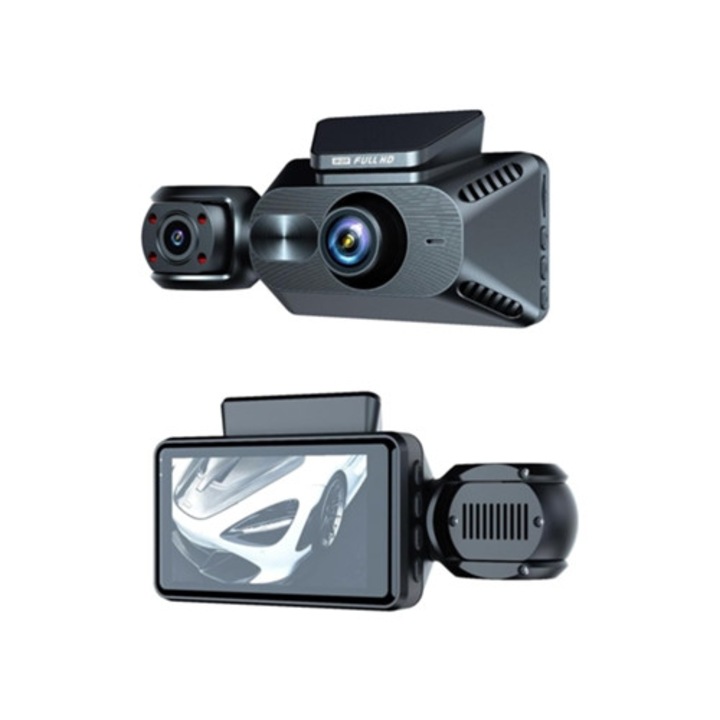 Camera auto DVR cu 3 lentile