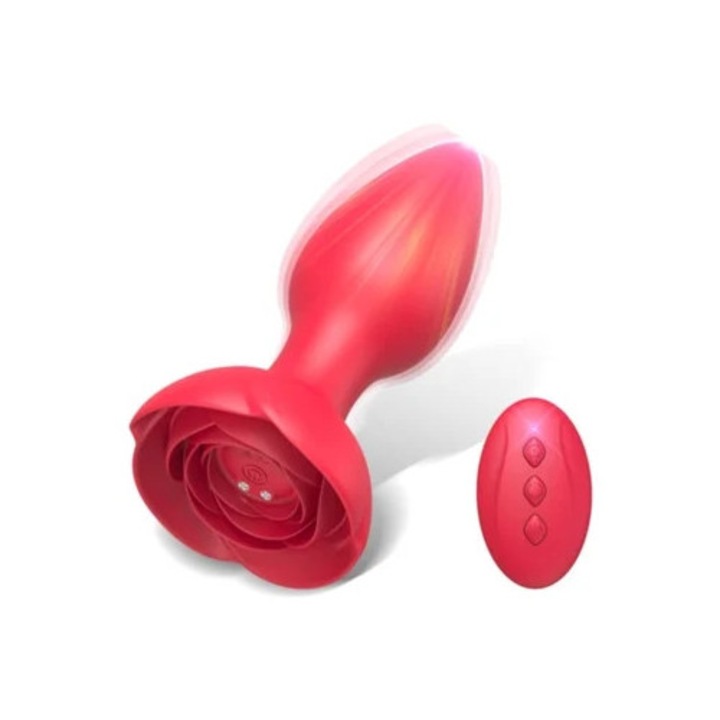 Vízálló szilikon análvibrátor, távirányítós, 10 mód, piros