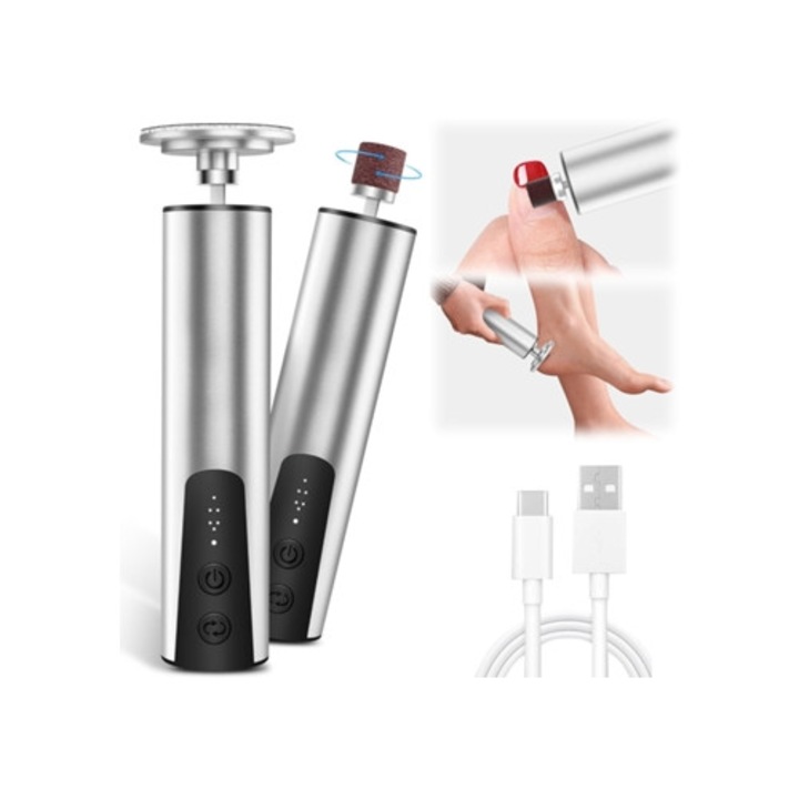 Pile cosmetice 2 in 1, 6 viteze ajustabile, argintie