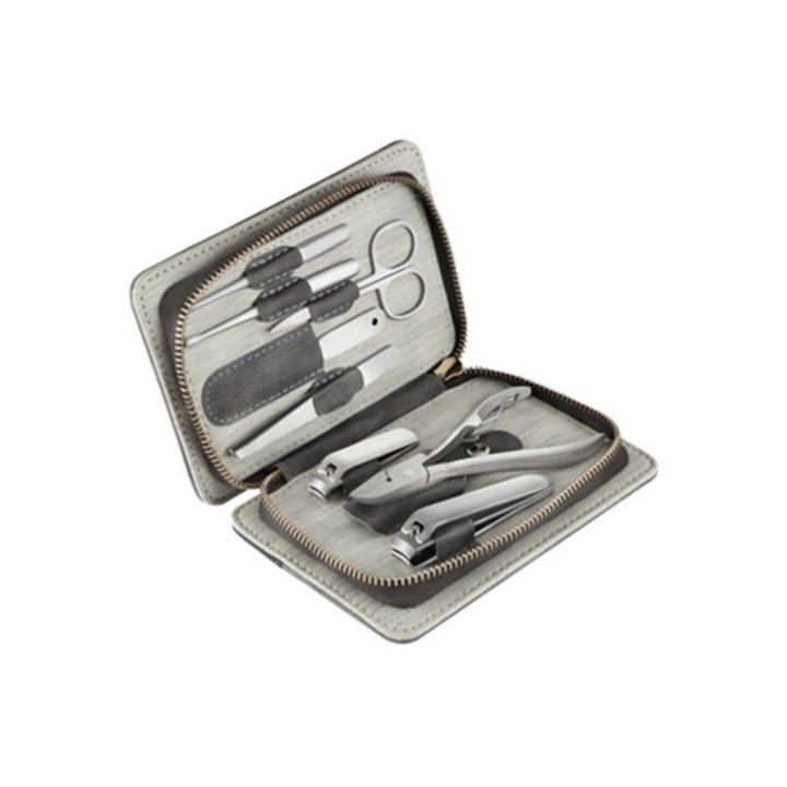 Set trusa manichiura si pedichiura 8 piese, taietor din otel inoxidabil, etui din piele PU