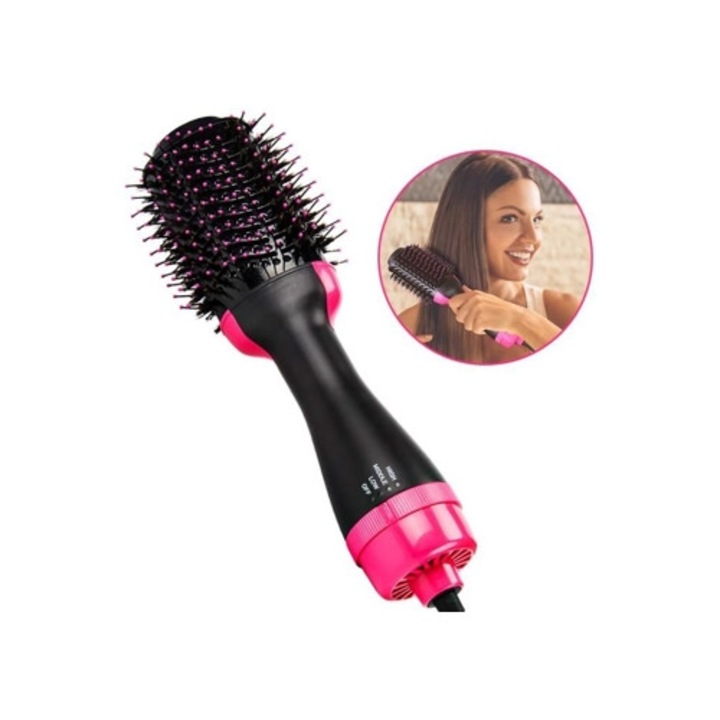 Perie de par electrica 2 in 1, modelator de par, alisare si ondulare, culoare neagra