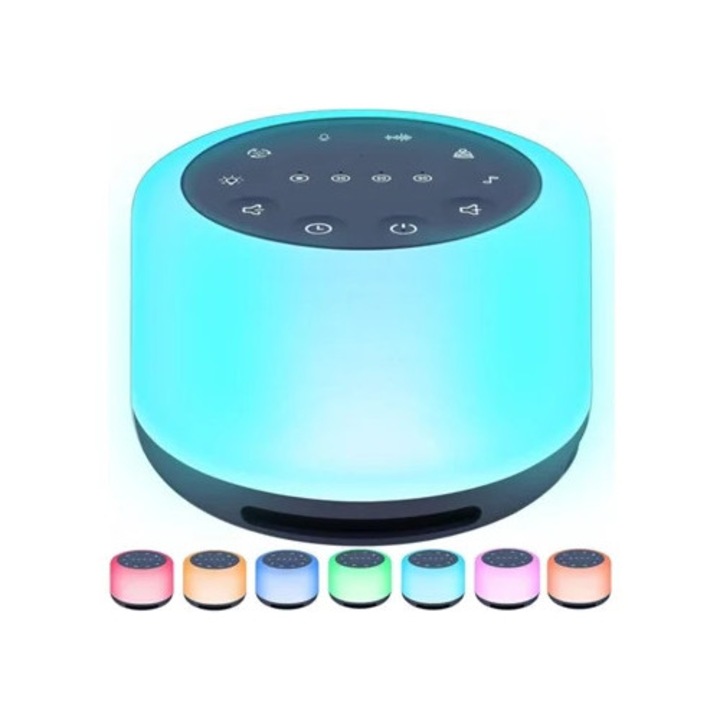 Masina de zgomot alb pentru bebelusi, model fara fir, 30 sunete, 7 lumini