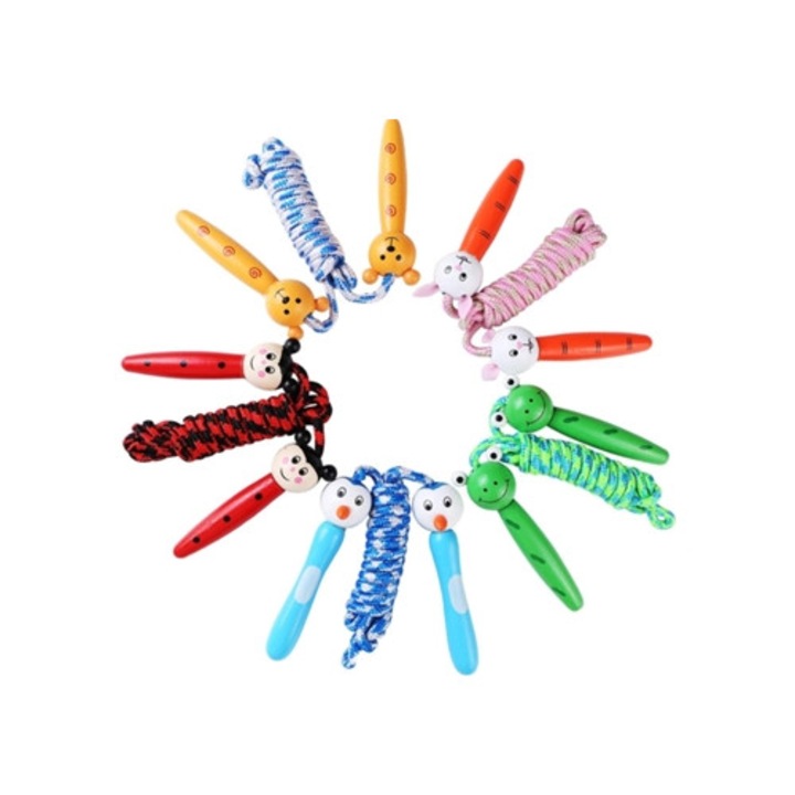 Corda de Pular pentru Copii, Set, Cablu din Lemn, Multicolor