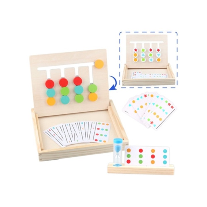 Joc educativ, Quebra-Cabeca din lemn, Montessori, set de clasificare, multicolor, dimensiuni variate