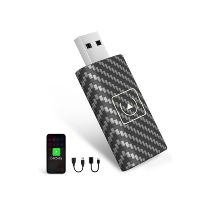 Adaptador Carplay Sem Fio pentru iOS, Plug and Play, cablu de extensie USB A, USB C
