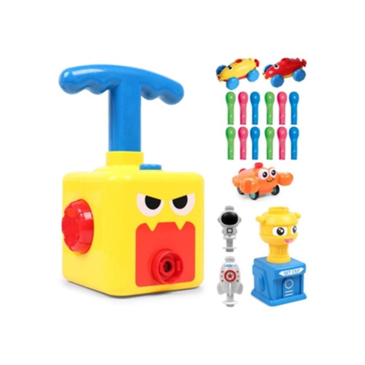 Léggömbös kilövő autós készlet gyerekeknek, felfújható pumpával, többszínű