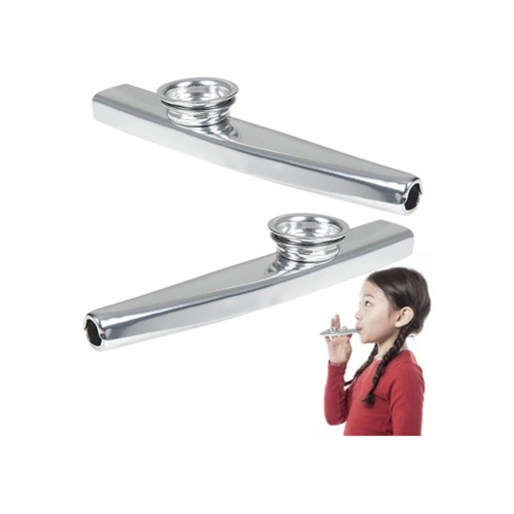 Fém Kazoo Készlet, 3 darab, 12 cm, hangszer gyerekeknek és felnőtteknek, többszínű