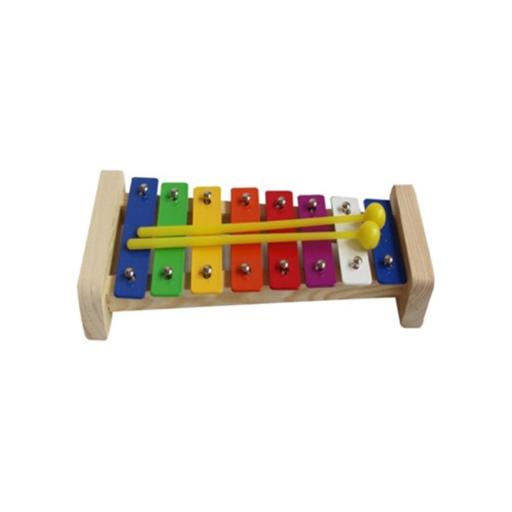 Fából készült xilofon gyerekeknek, hangszer, ütőhangszer szett, többszínű, 30x15cm