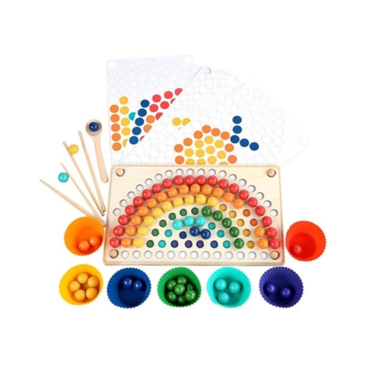 Set jocuri educative cu bile colorate, joc de eliminare, 30x30cm