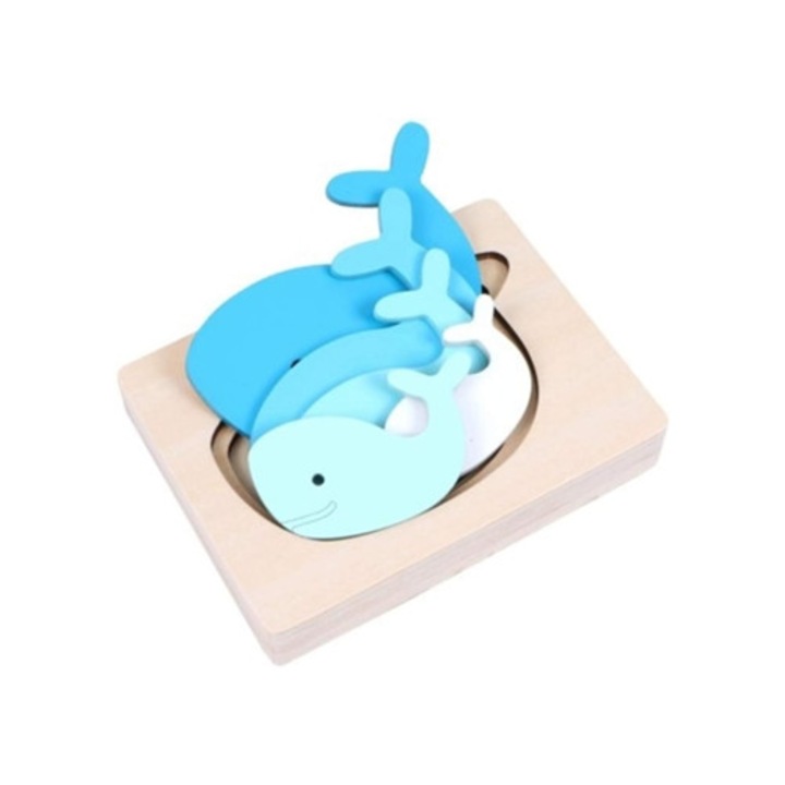 Puzzle din lemn cu animale pentru bebelusi, educatie infantila, set, 1 an+