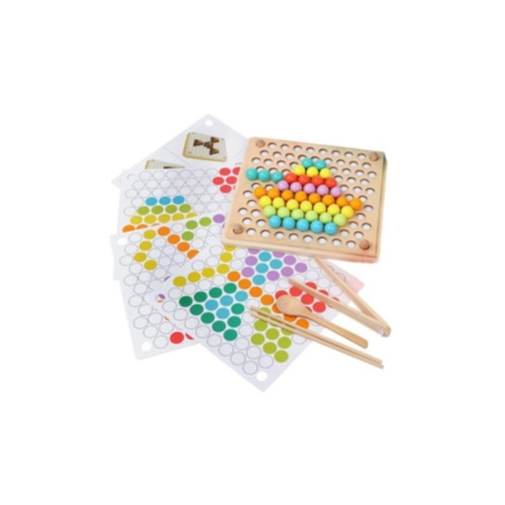 Joc educativ Montessori din lemn, set, antrenament cerebral, multicolor, 30x30cm