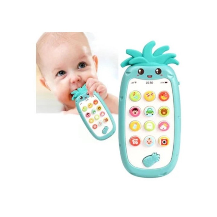 Jucarie interactiva pentru bebelusi, mordedor din silicon, muzica si sunete