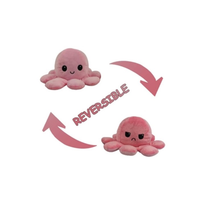 Jucarie de plus mini, octopus reversibil, emotii, multicolor