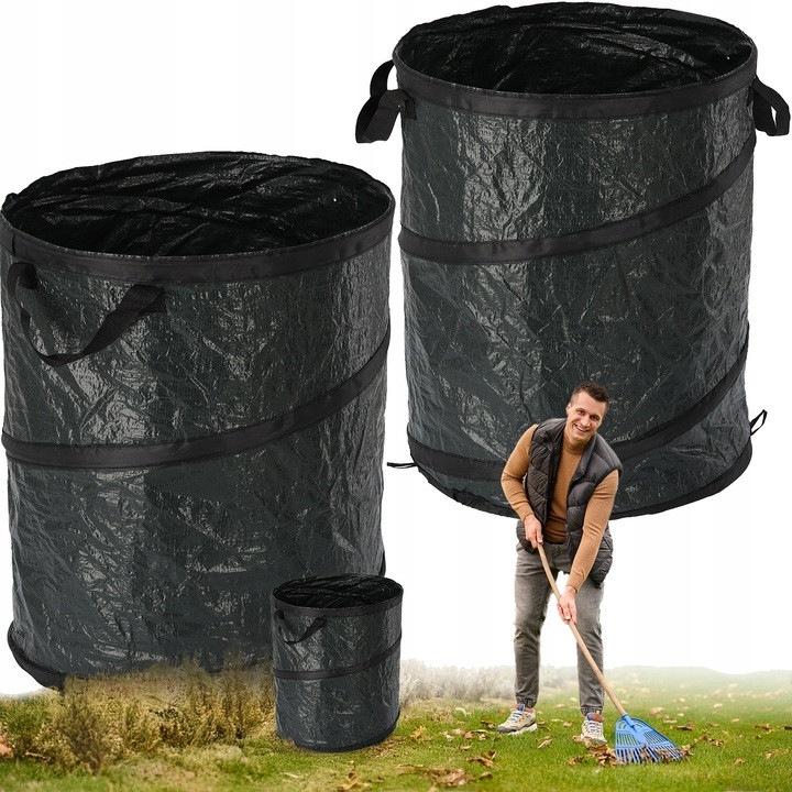 Cos de gradina pliabil 100L – rezistent, usor, cu manere pentru frunze si iarba