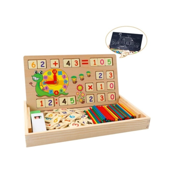 Joc educativ numere, set din lemn, jucarii educationale, multicolor