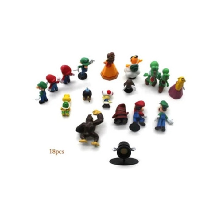 Комплект фигурки Super Mario Brothers, 18 различни героя, многоцветни