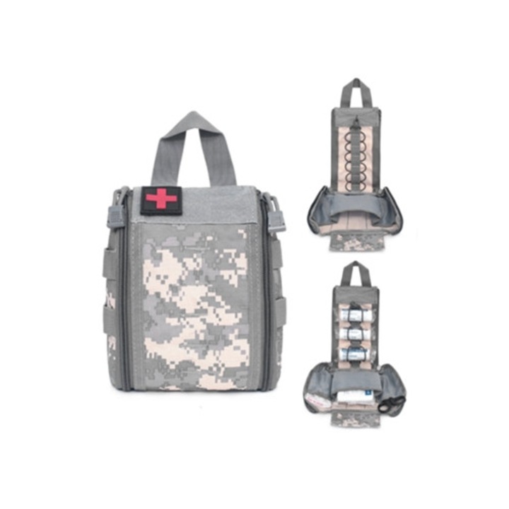 Mini trusa sanitara medicala tactica de urgenta portabila pentru exterior, gri