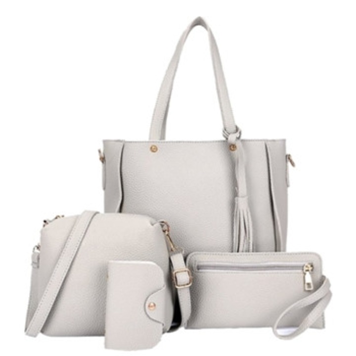 Női táska szett, 4 darabos, szürke, elegáns, többfunkciós