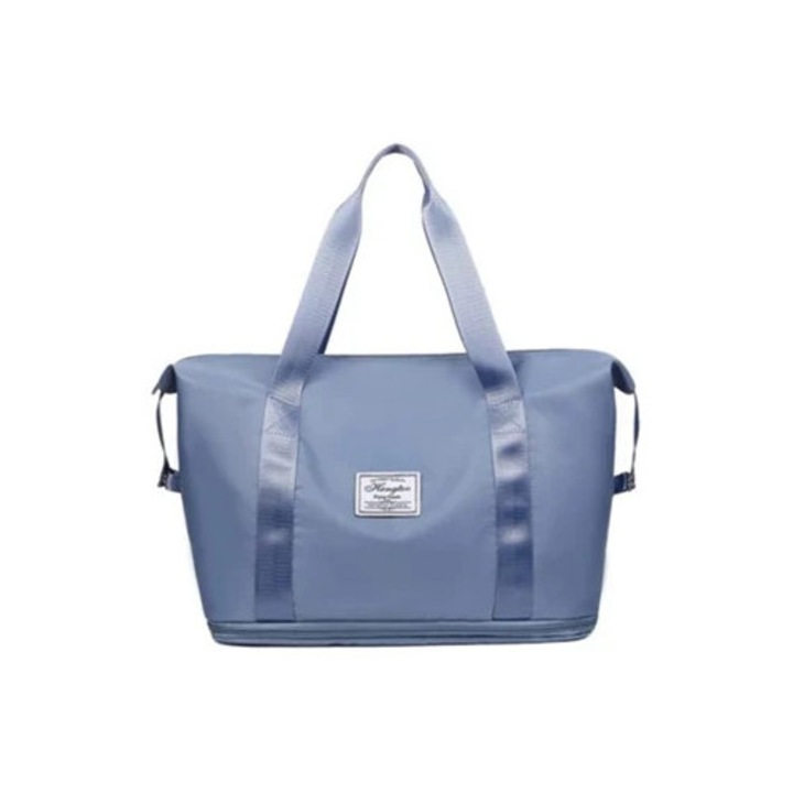 Női összecsukható, bővíthető utazótáska, kék színű, méretei 32x30x4cm