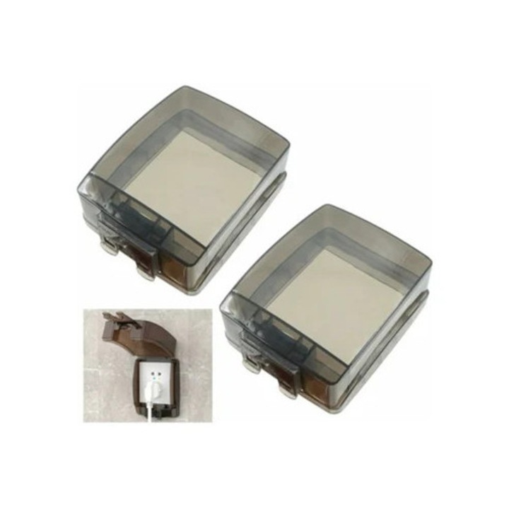 Protector de priza transparent, impermeabil, pentru interior si exterior, set