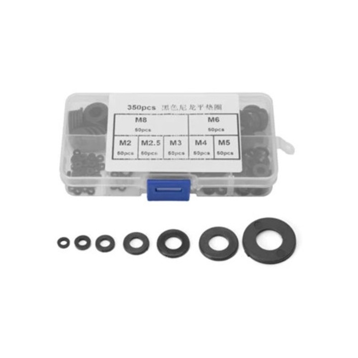 Set garnituri saibe de nailon pentru suruburi M2-M8, rezistente la coroziune