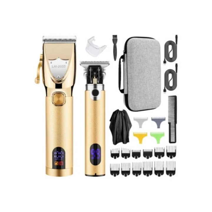 Masina de tuns electrica multifunctionala pentru barbati, aparat de barbierit, auriu, USB