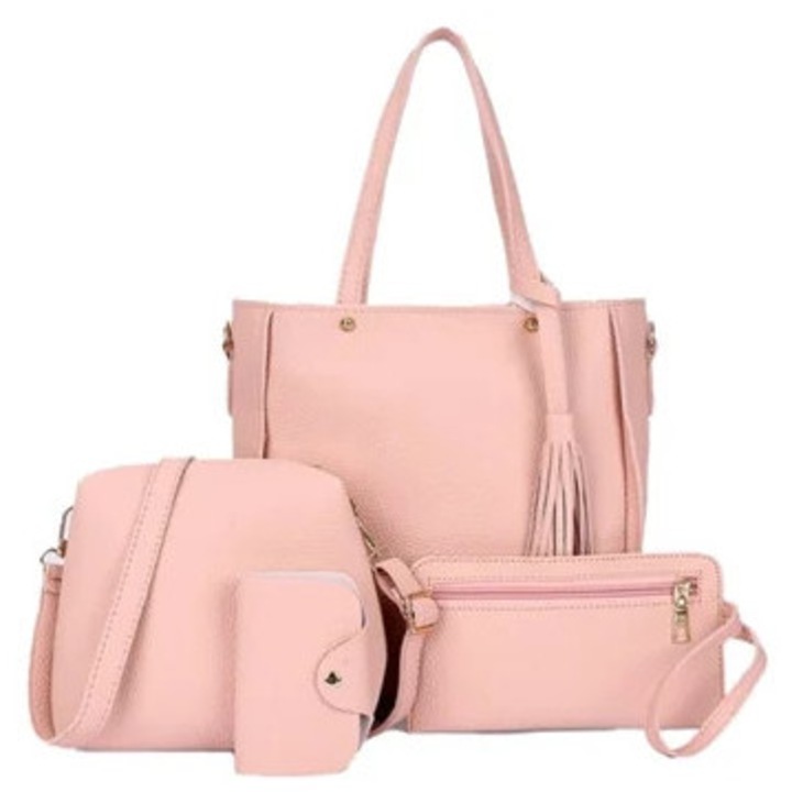Női utazótáska szett, többfunkciós, 4 darabos, rózsaszín