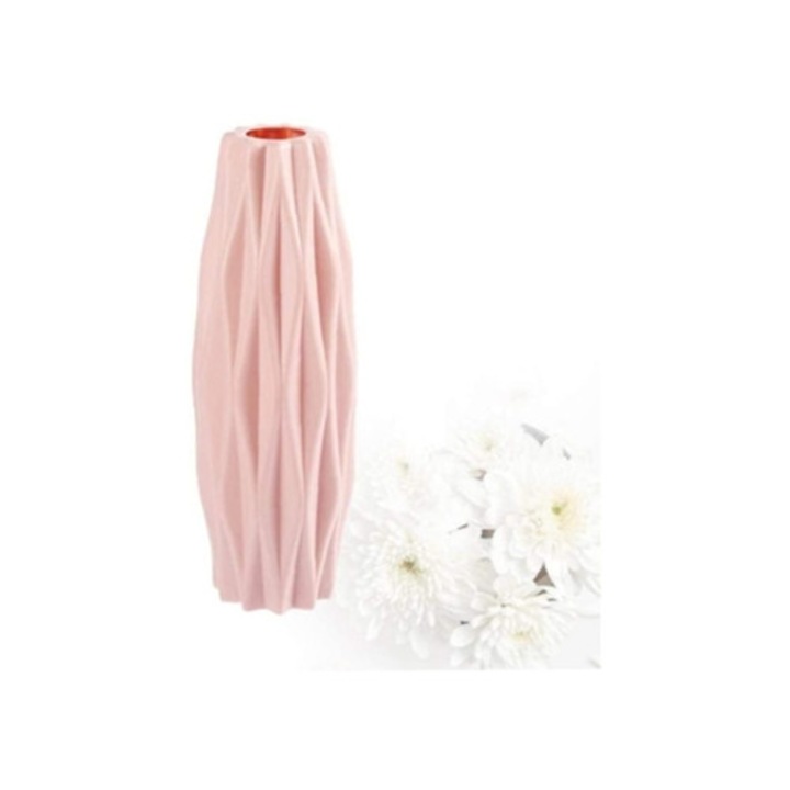 Vaza decorativa din ceramica, imitatie origami nordic, alb, 30x15cm