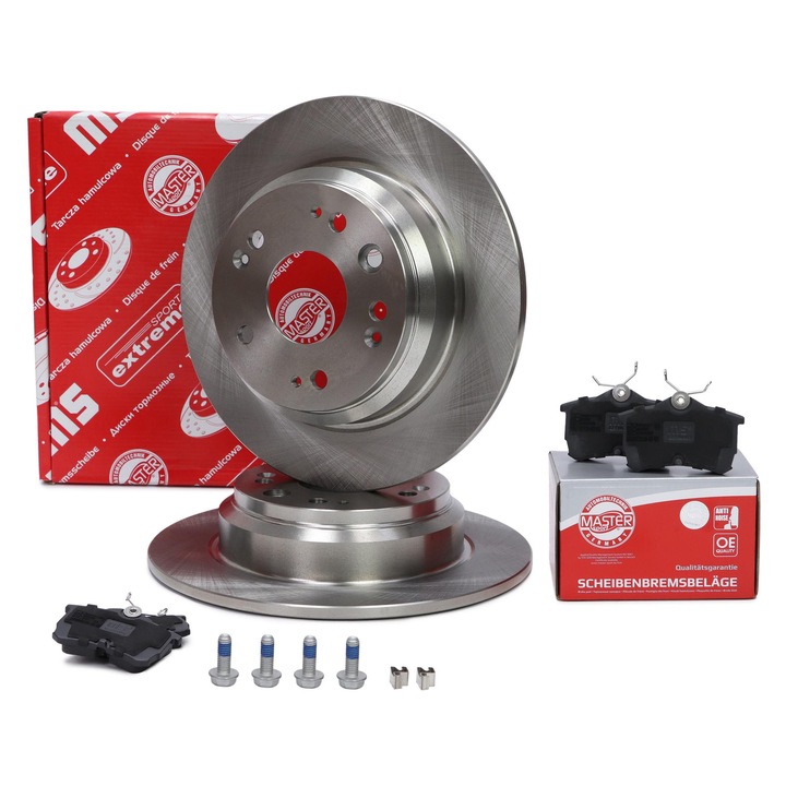 Комплект дискове и накладки Master-Sport, за HONDA ACCORD VII, 282мм, 9мм дебелина, задни