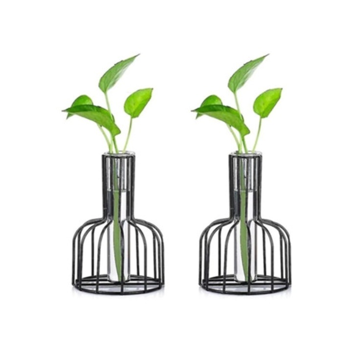 Vaza decorativa geometrica artistica, design simplu cu linii aurii, set