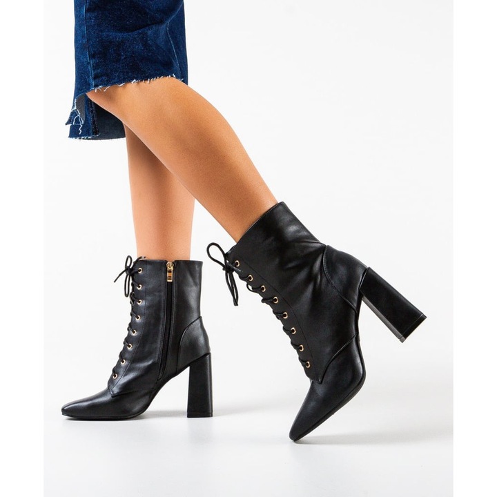 Botine dama Rupert Negre, Negru