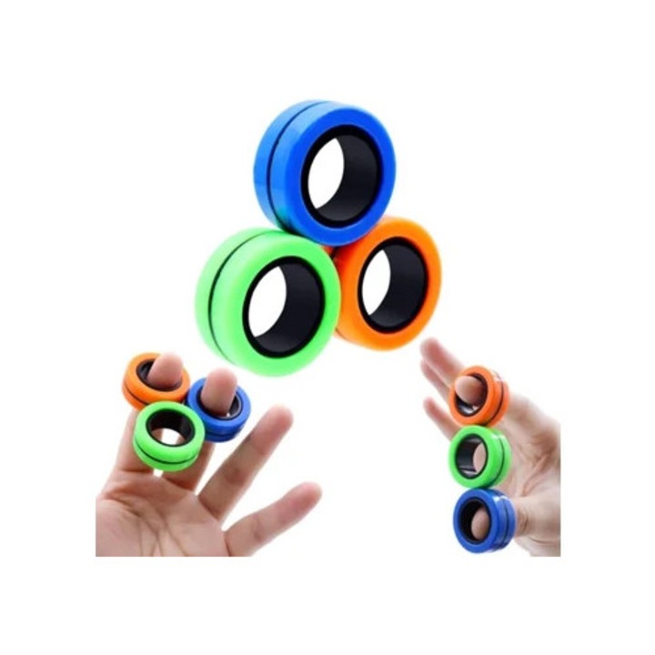 Jucarii interactive copii, set inele magnetice, colorate, pentru reducerea stresului