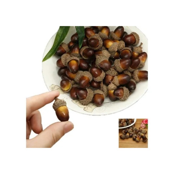 Set 100 ghinde artificiale, decorare toamna, Craciun, pentru manualitati, multicolor