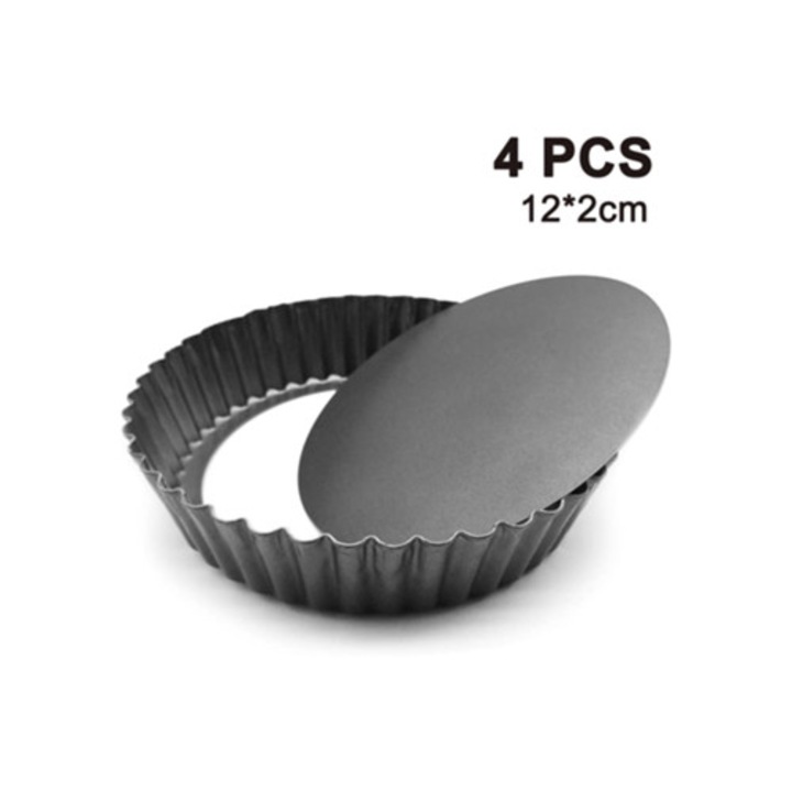 Set 4 forme prajituri pentru mini tarte, prajituri, briose, budinci, cheesecake, deserturi, quiche