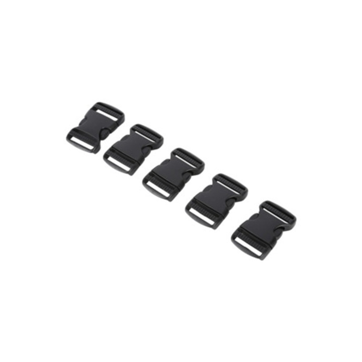 5 darab műanyag gyorscsat, állítható, hátizsákokhoz, fekete színű